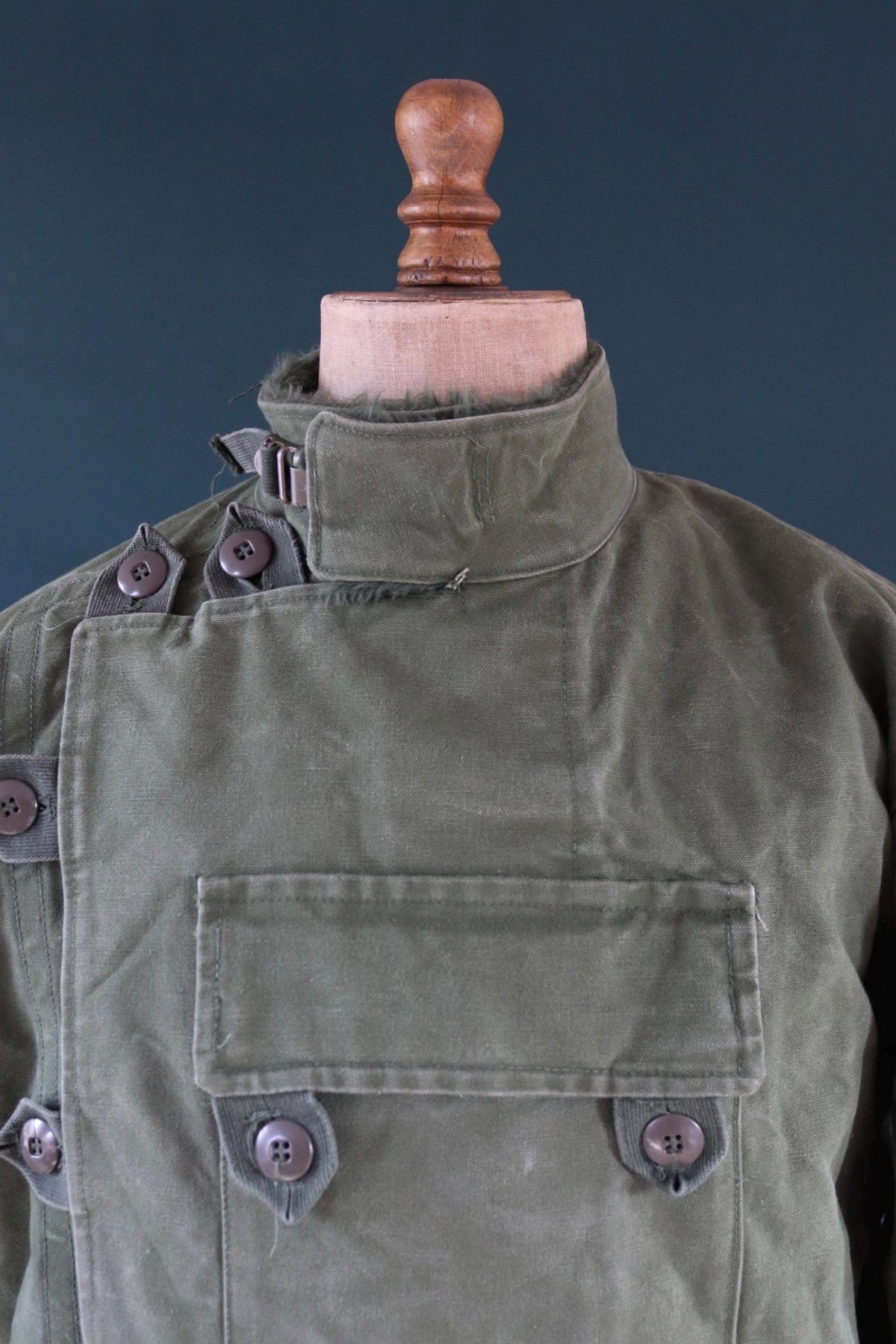 Vintage 1960s Swedish motorcycle jacket - green cotton canvas - military despatch rider - 52” chest - motorjacka