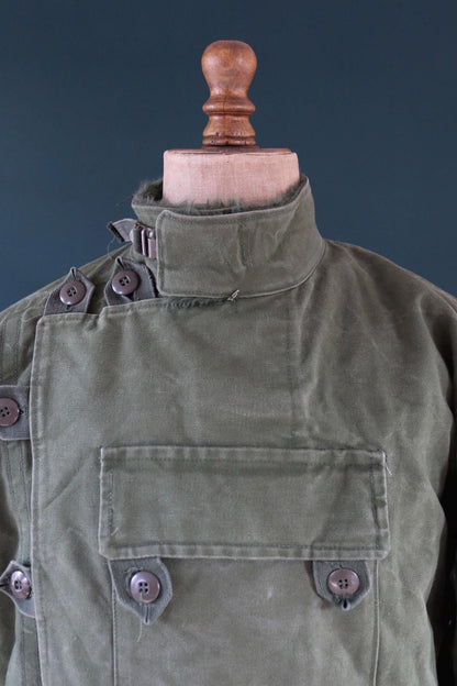 Vintage 1960s Swedish motorcycle jacket - green cotton canvas - military despatch rider - 52” chest - motorjacka