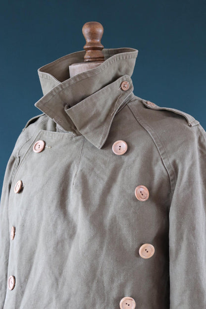 Vintage 1940s French M38 army jacket - WW2 motorcycle troops - double breasted bourgeron - 49” chest