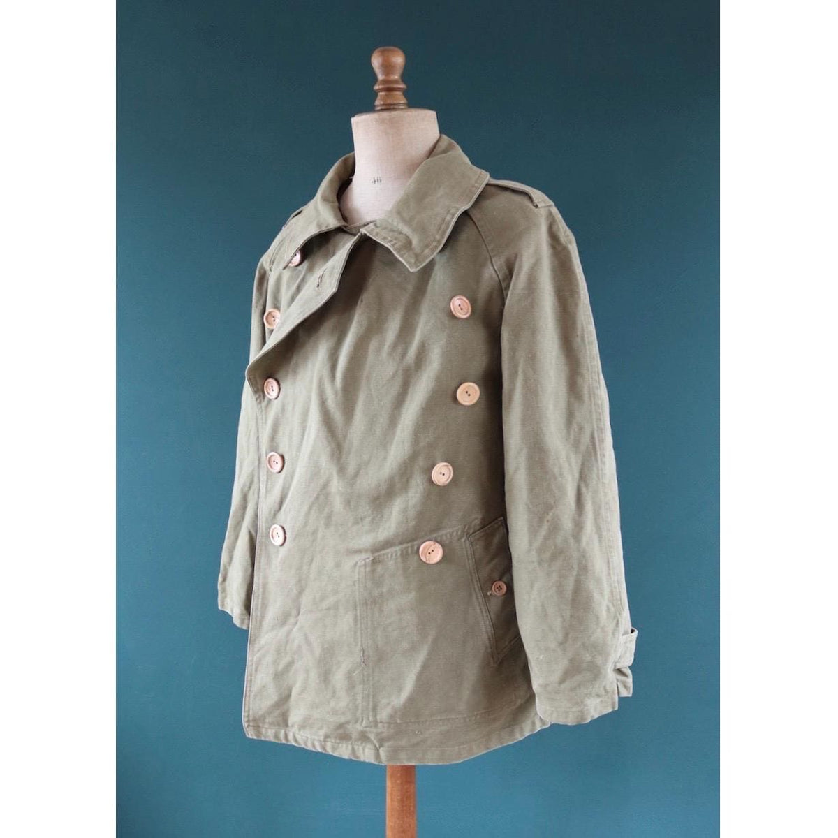 Vintage 1940s French M38 army jacket - WW2 motorcycle troops - double breasted bourgeron - 49” chest
