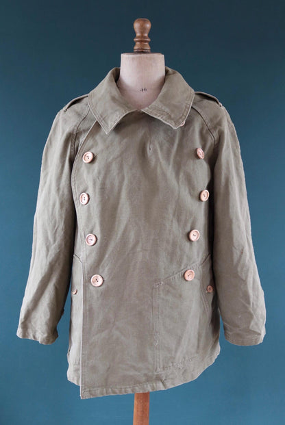 Vintage 1940s French M38 army jacket - WW2 motorcycle troops - double breasted bourgeron - 49” chest