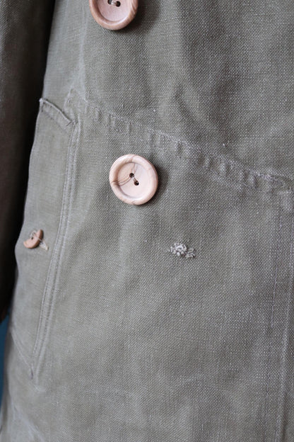 Vintage 1940s French M38 army jacket - WW2 motorcycle troops - double breasted bourgeron - 49” chest