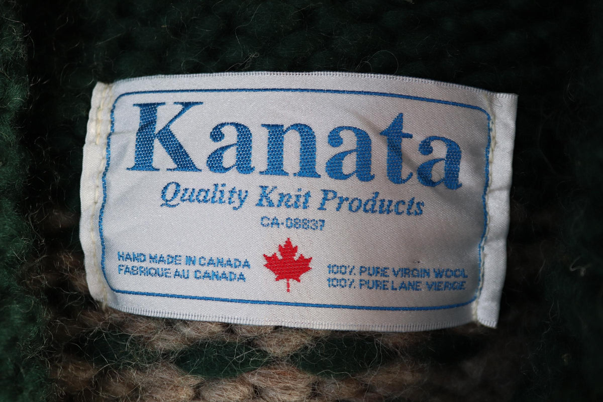 Vintage 1980s Cowichan wool cardigan - Kanata - chunky winter sweater - 44" chest