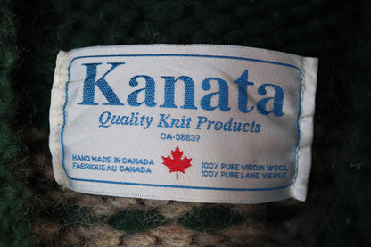 Vintage 1980s Cowichan wool cardigan - Kanata - chunky winter sweater - 44" chest