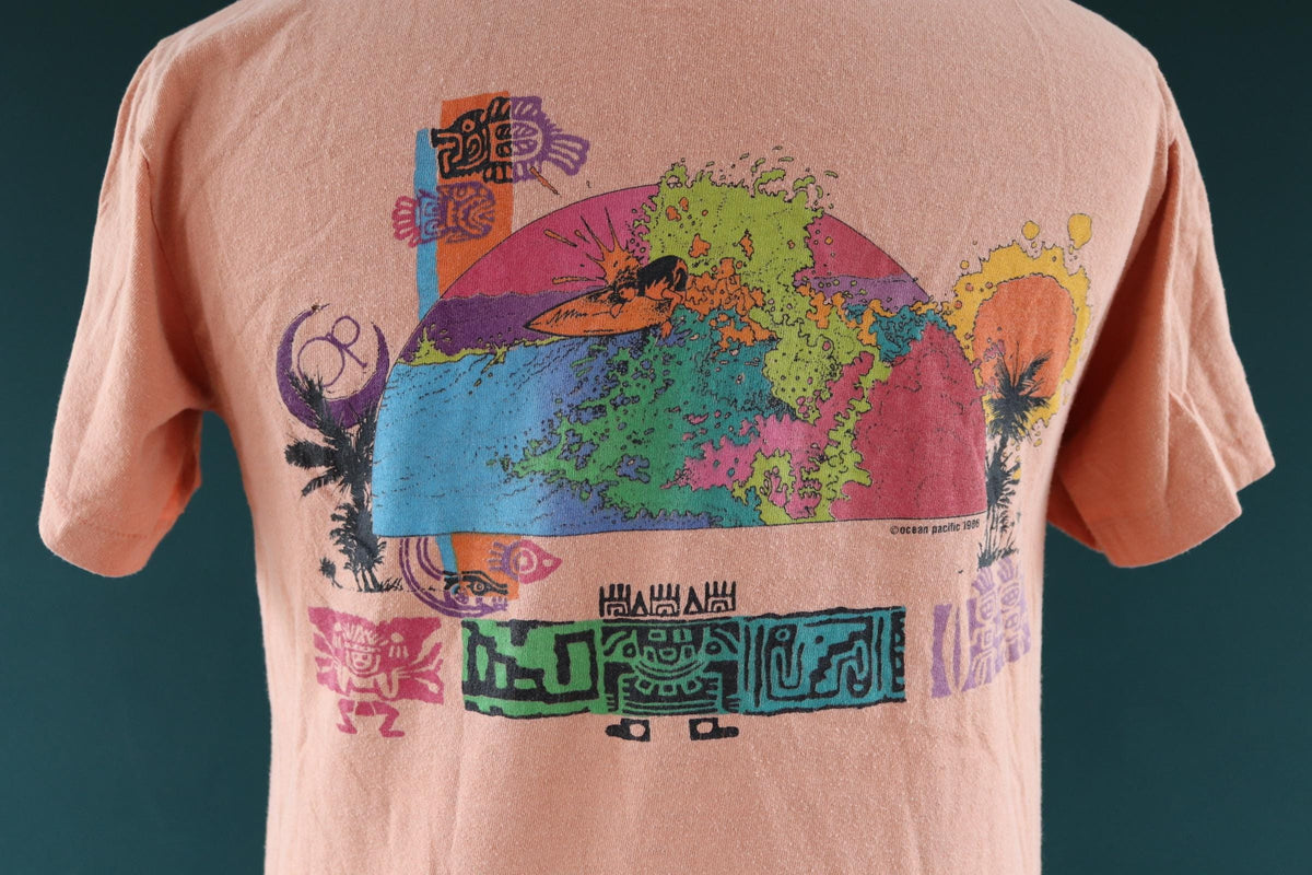 Vintage 1980s Ocean Pacific t shirt - surf print - 39” chest