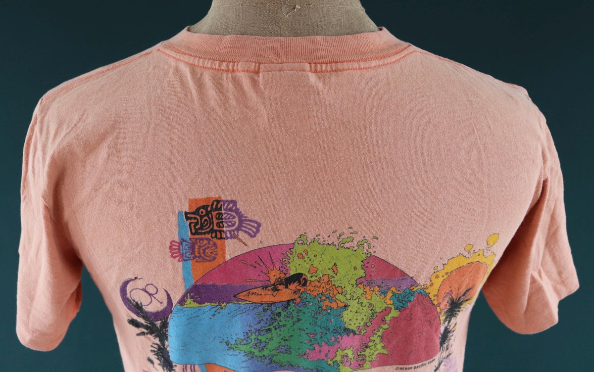 Vintage 1980s Ocean Pacific t shirt - surf print - 39” chest