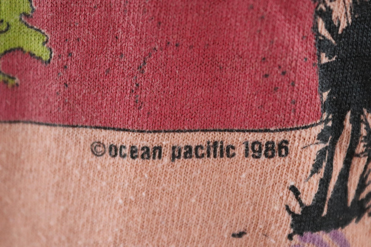 Vintage 1980s Ocean Pacific t shirt - surf print - 39” chest