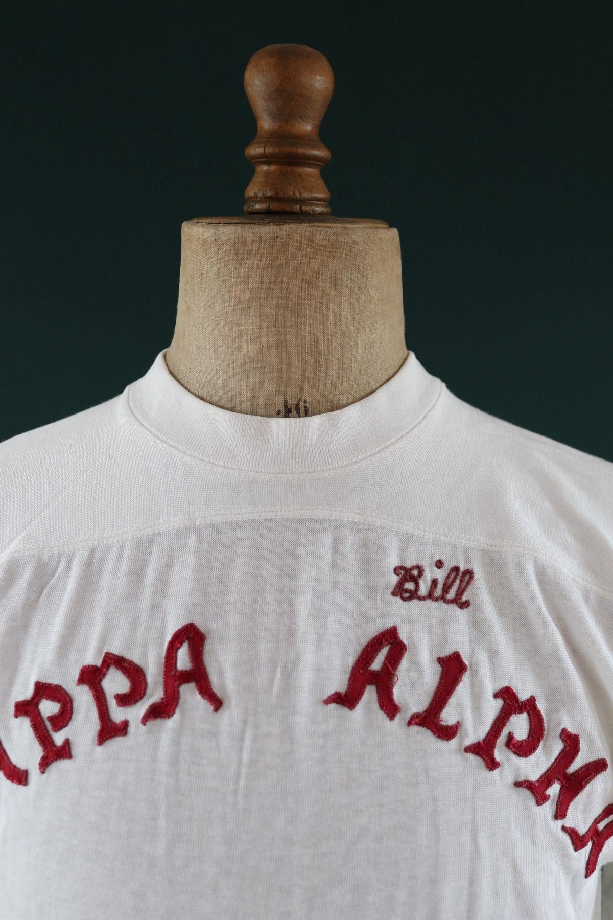Vintage 1950s durene t shirt - sportswear top - Greek letters - chain stitch - 39" chest
