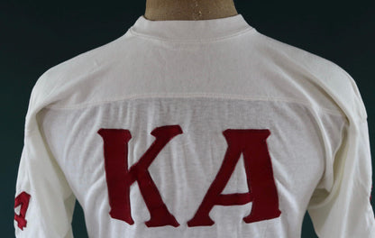 Vintage 1950s durene t shirt - sportswear top - Greek letters - chain stitch - 39" chest