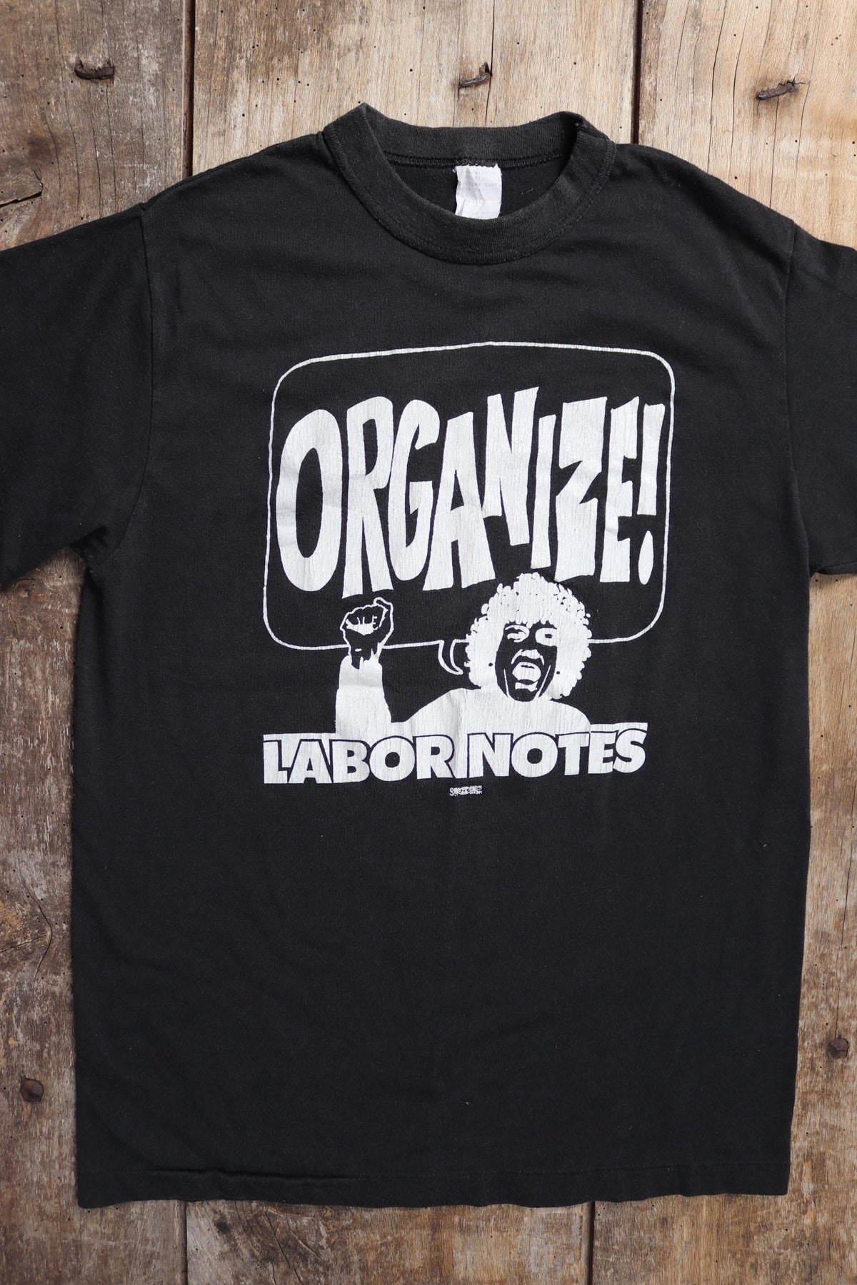 Vintage 1980s protest t shirt - single stitch - Labor Notes print - 34” chest