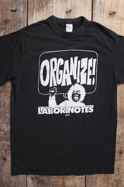 Vintage 1980s protest t shirt - single stitch - Labor Notes print - 34” chest
