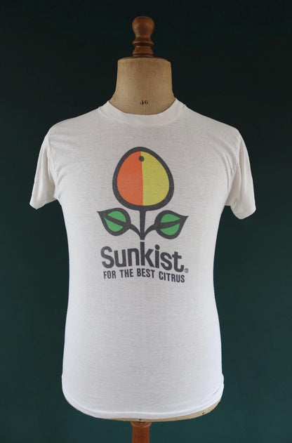 Vintage 1970s Sunkist t shirt - single stitch - soda print - 34” chest