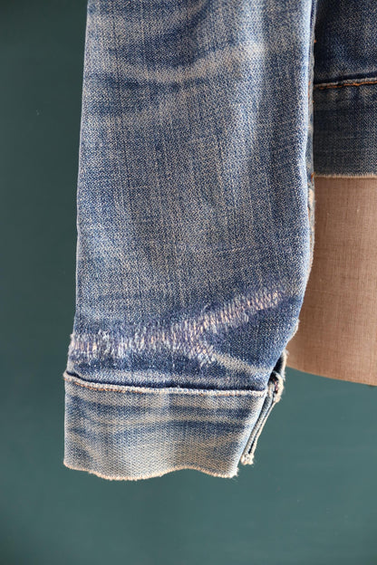 Vintage 1970s Wrangler denim jacket - selvedge workwear - whisker fades - 42" chest