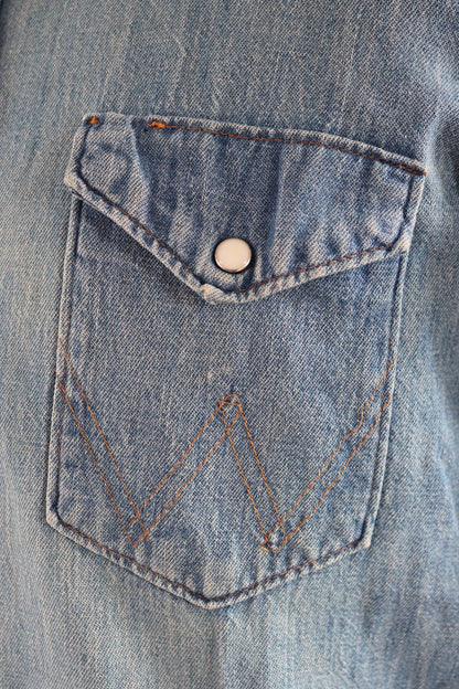 Vintage 1960s Wrangler denim shirt - cowboy - Western style - 44" chest