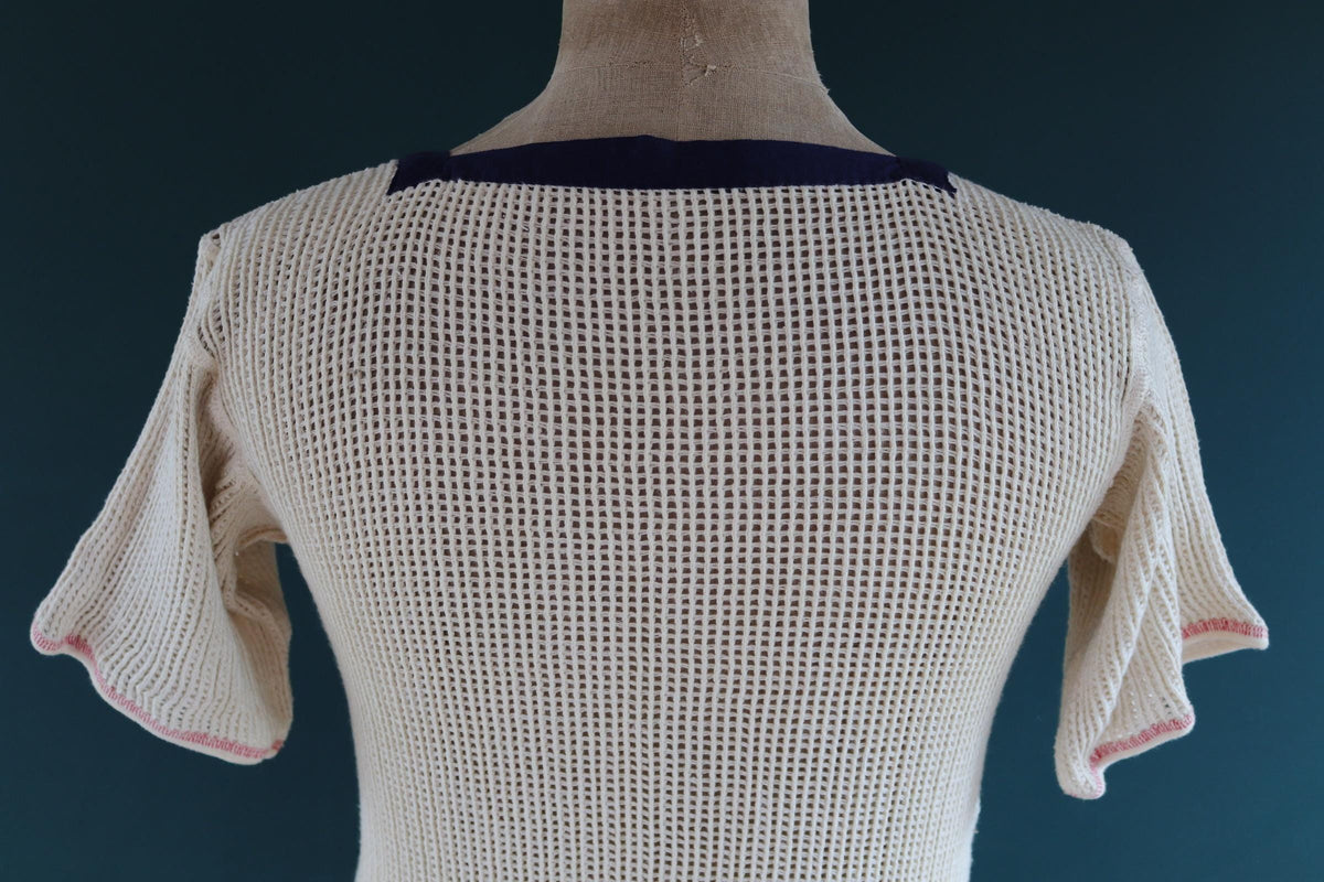 Vintage 1950s Danish Navy string vest - naval shirt - 40" chest
