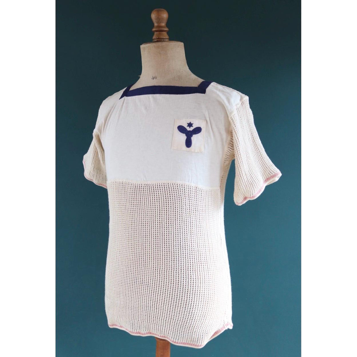 Vintage 1950s Danish Navy string vest - naval shirt - 40" chest