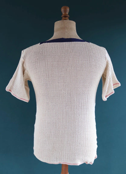 Vintage 1950s Danish Navy string vest - naval shirt - 40" chest
