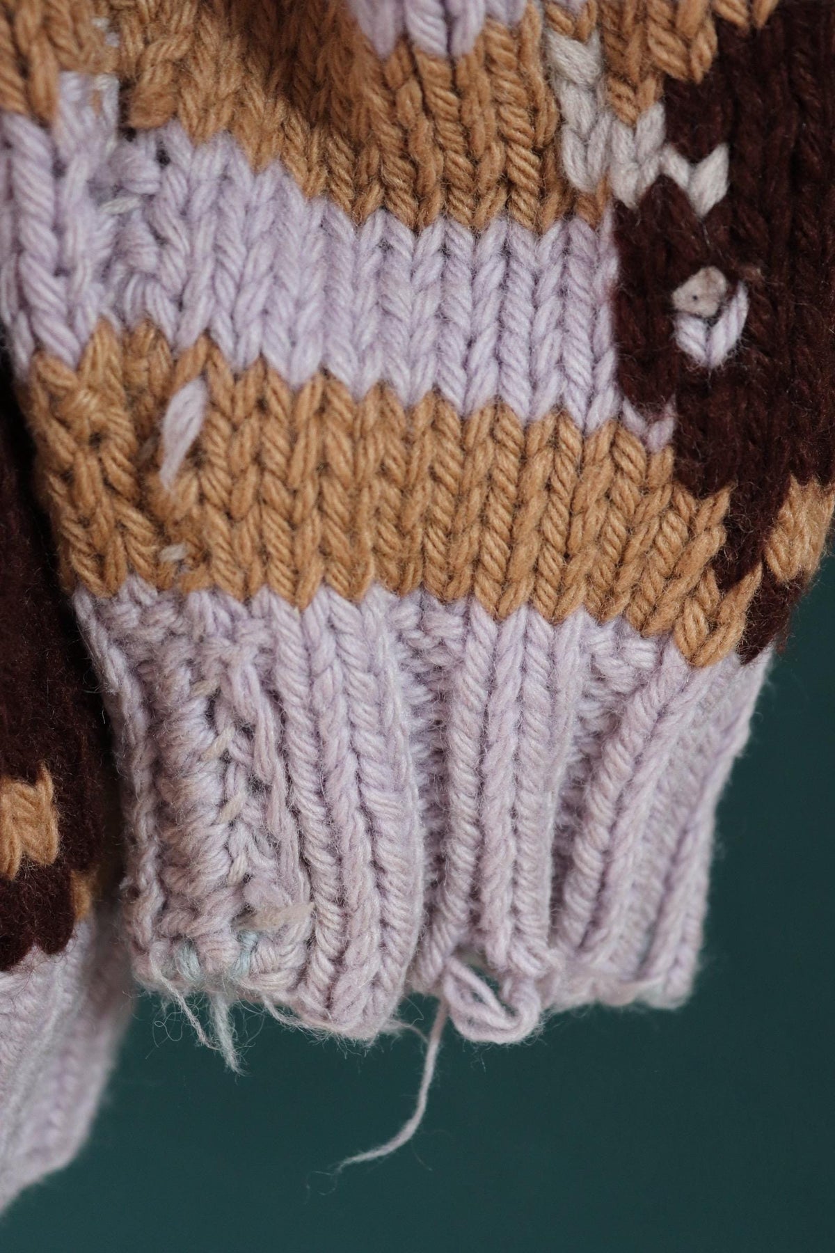 Vintage 1960s Cowichan wool sweater - novelty hand knit cardigan - buffalo design - 44” chest