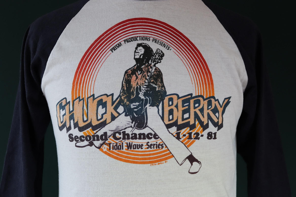 Vintage 1980s Chuck Berry t shirt - rock tee - Second Chance tour - 38” chest