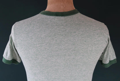 Vintage 1970s t shirt - green marl - 35” chest - ringer sportswear - made in USA