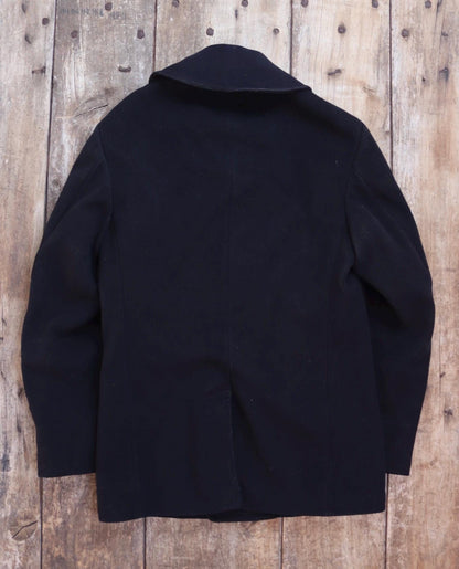 Vintage 1950s wool pea coat - embroidered military souvenir - USN Korean War era - reefer jacket - 37" chest