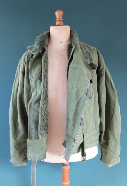 Vintage 1960s Swedish motorcycle jacket - green cotton canvas - military despatch rider - 52” chest - motorjacka