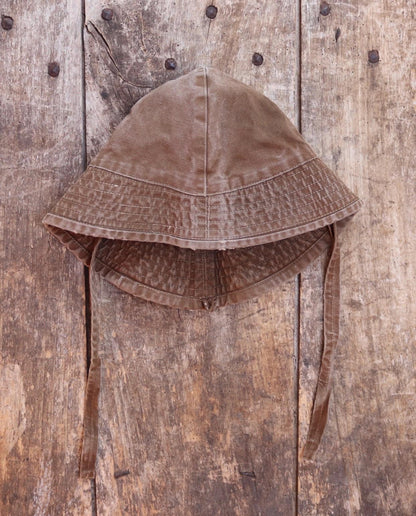 Vintage 1960s French sou’wester - brown duck cotton canvas - railway workwear - SNCF bucket hat