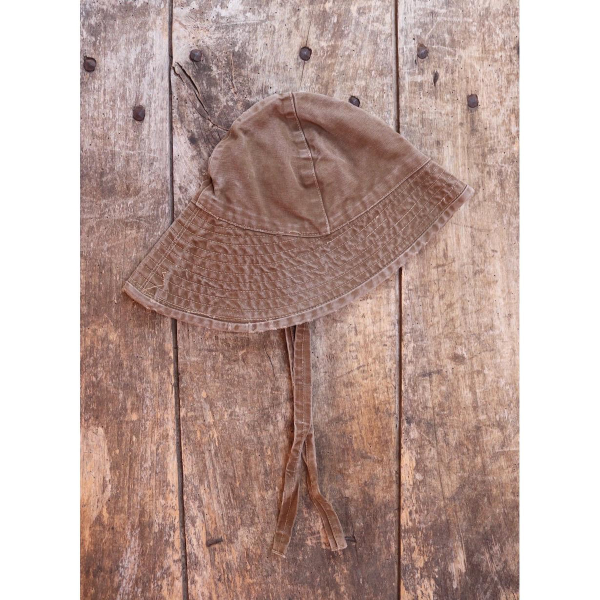 Vintage 1960s French sou’wester - brown duck cotton canvas - railway workwear - SNCF bucket hat