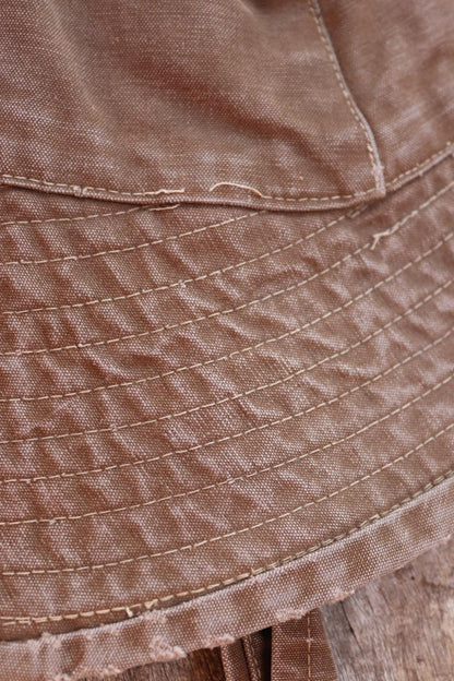 Vintage 1960s French sou’wester - brown duck cotton canvas - railway workwear - SNCF bucket hat