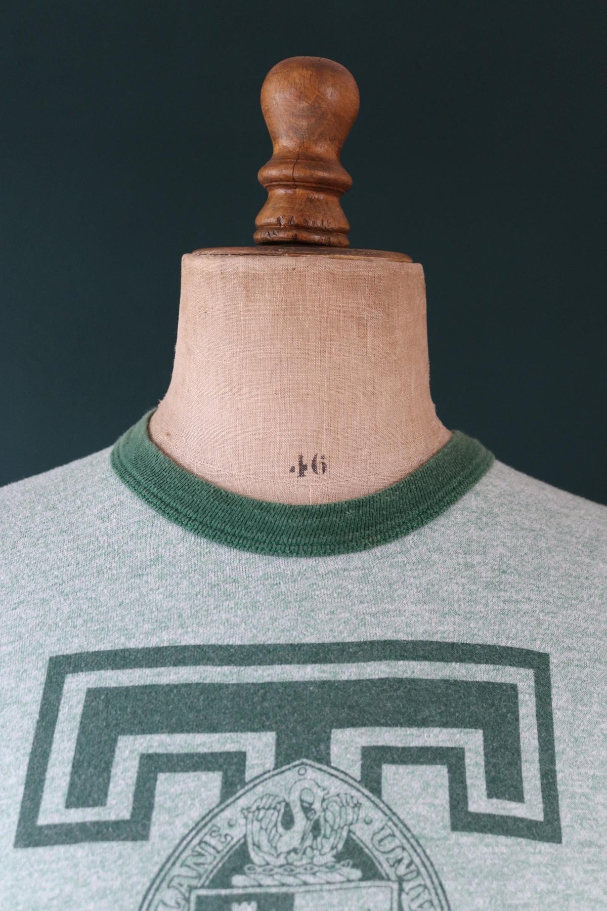 Vintage 1970s t shirt - green marl - 35” chest - ringer sportswear - made in USA