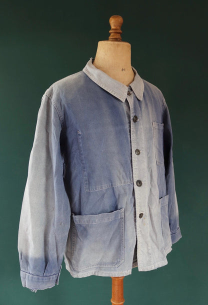 Vintage 1950s French workwear jacket - cotton twill chore coat - 48” chest