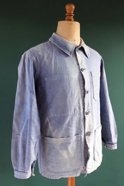 Vintage 1950s French workwear jacket - cotton twill chore coat - 43” chest