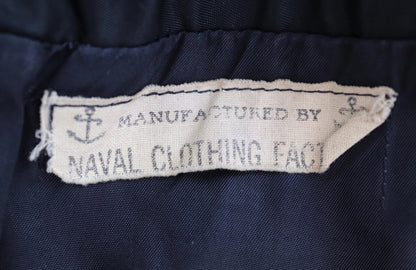 Vintage 1950s wool pea coat - embroidered military souvenir - USN Korean War era - reefer jacket - 37" chest