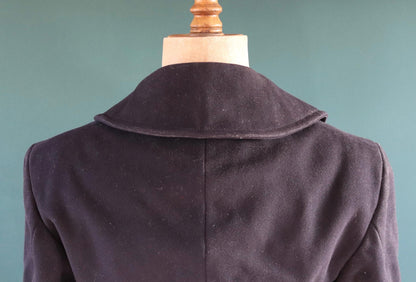 Vintage 1950s wool pea coat - embroidered military souvenir - USN Korean War era - reefer jacket - 37" chest